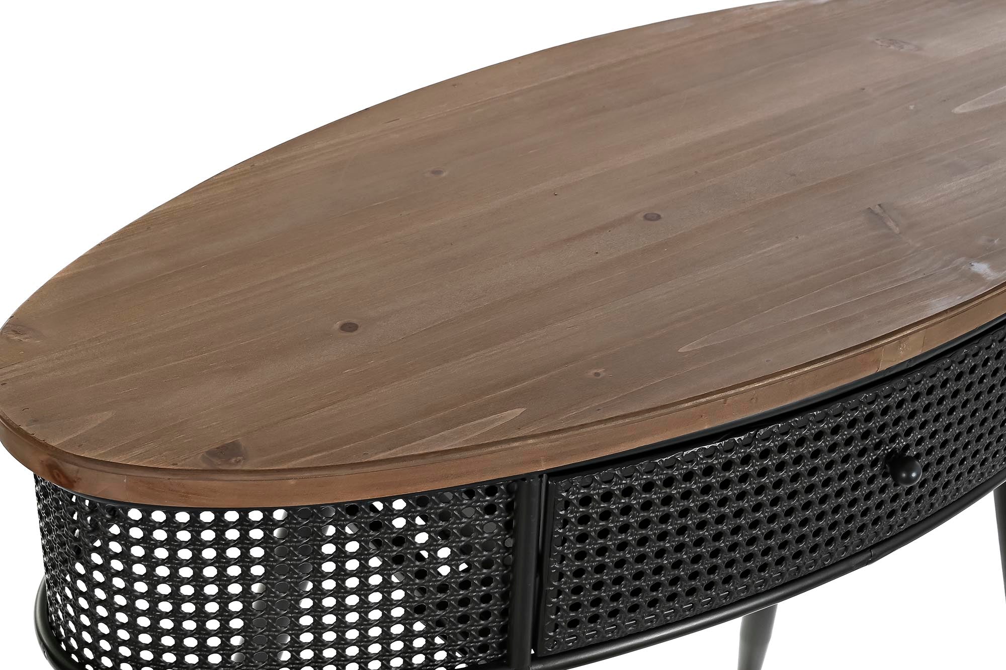 Console Table Fir Wood & Metal Black