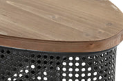 Console Table Fir Wood & Metal Black