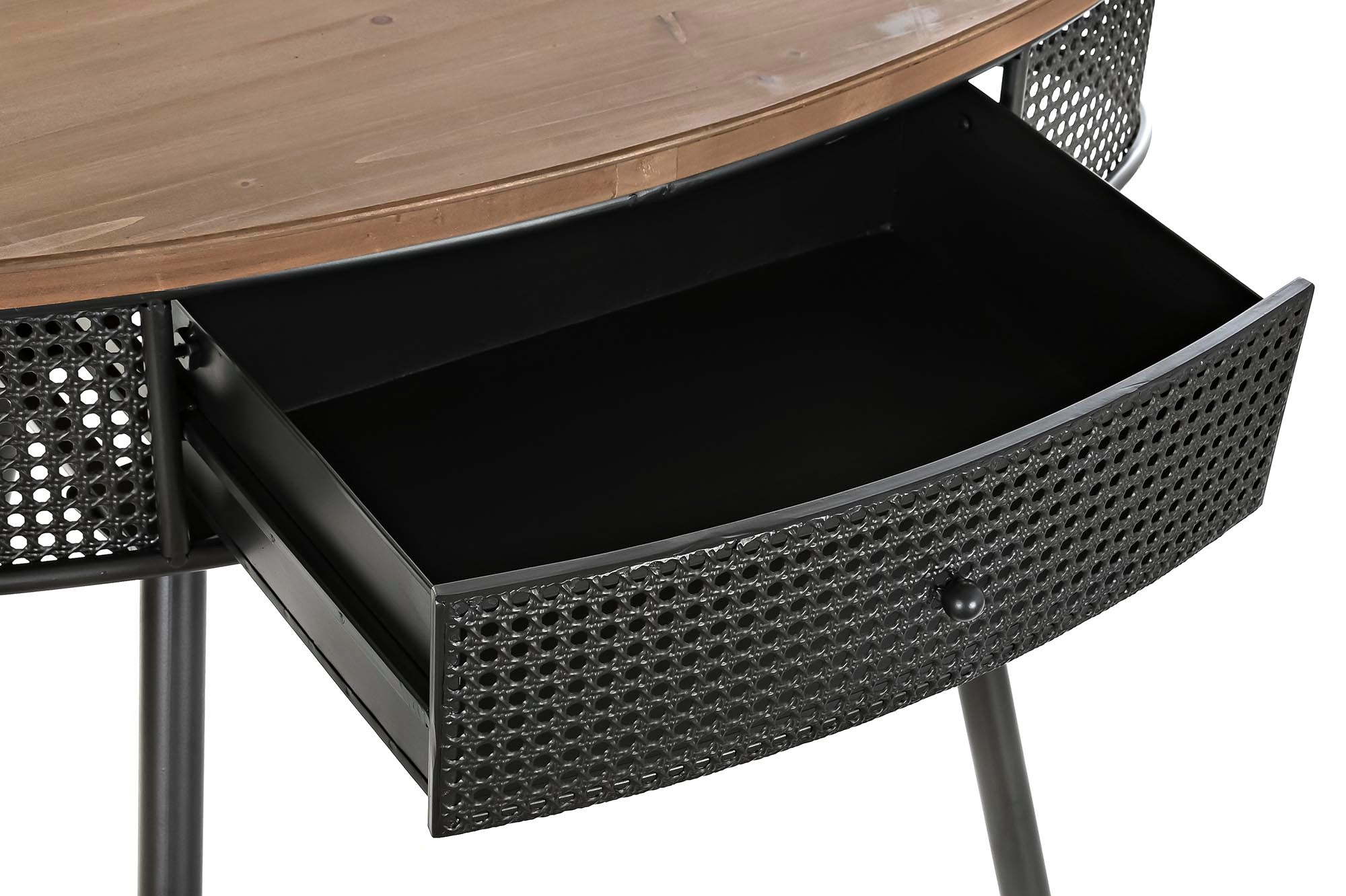 Console Table Fir Wood & Metal Black