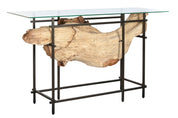 MESA DE CONSOLA DE FERRO DE TECA ÚNICA PRETA