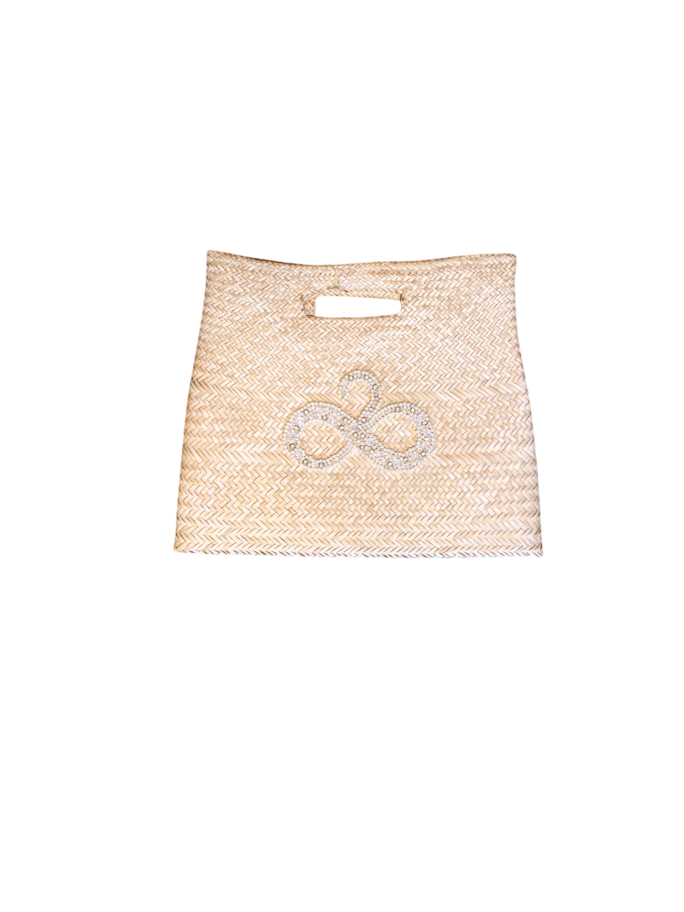 Natural Woven Clutch with Pearl Infinity Detail By Mina