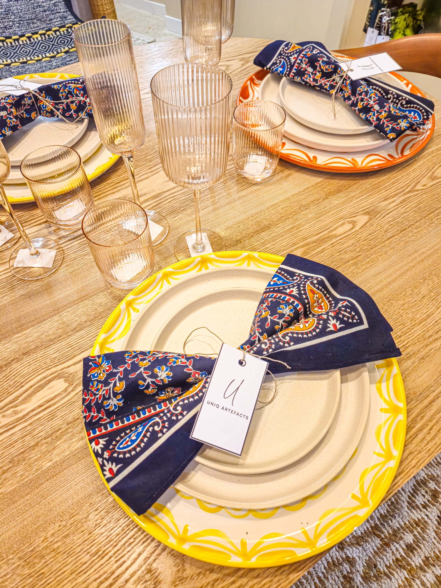 Hand-Printed Cotton Napkins – Set of 6 | Uniq Artefacts
