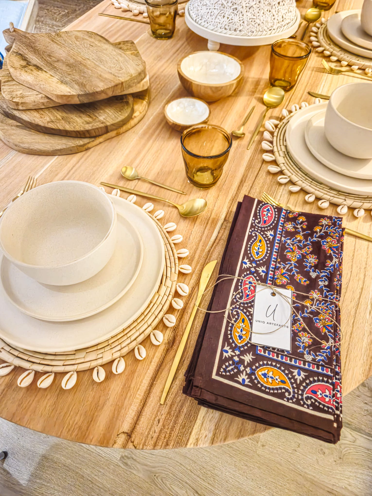 Hand-Printed Cotton Napkins – Set of 6 | Uniq Artefacts