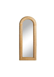 Rattan and glass mirror natural