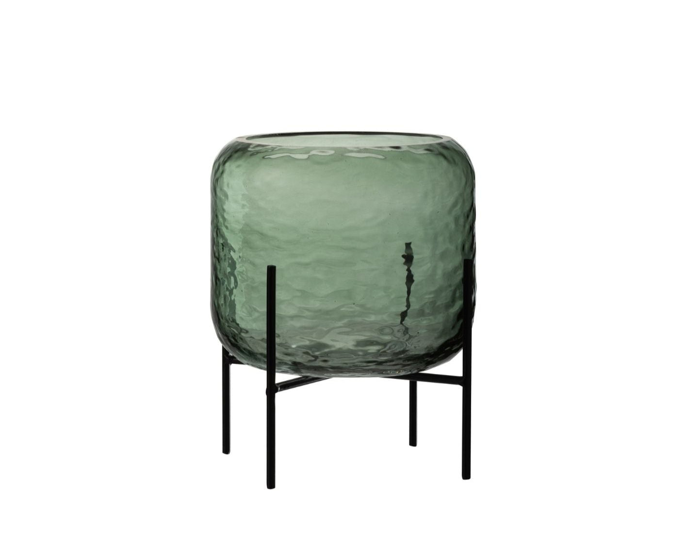 Vase Round Irregular Glass Green Small