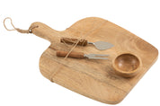 Cheese Board+Knife+Bowl Mango Wood Natural White