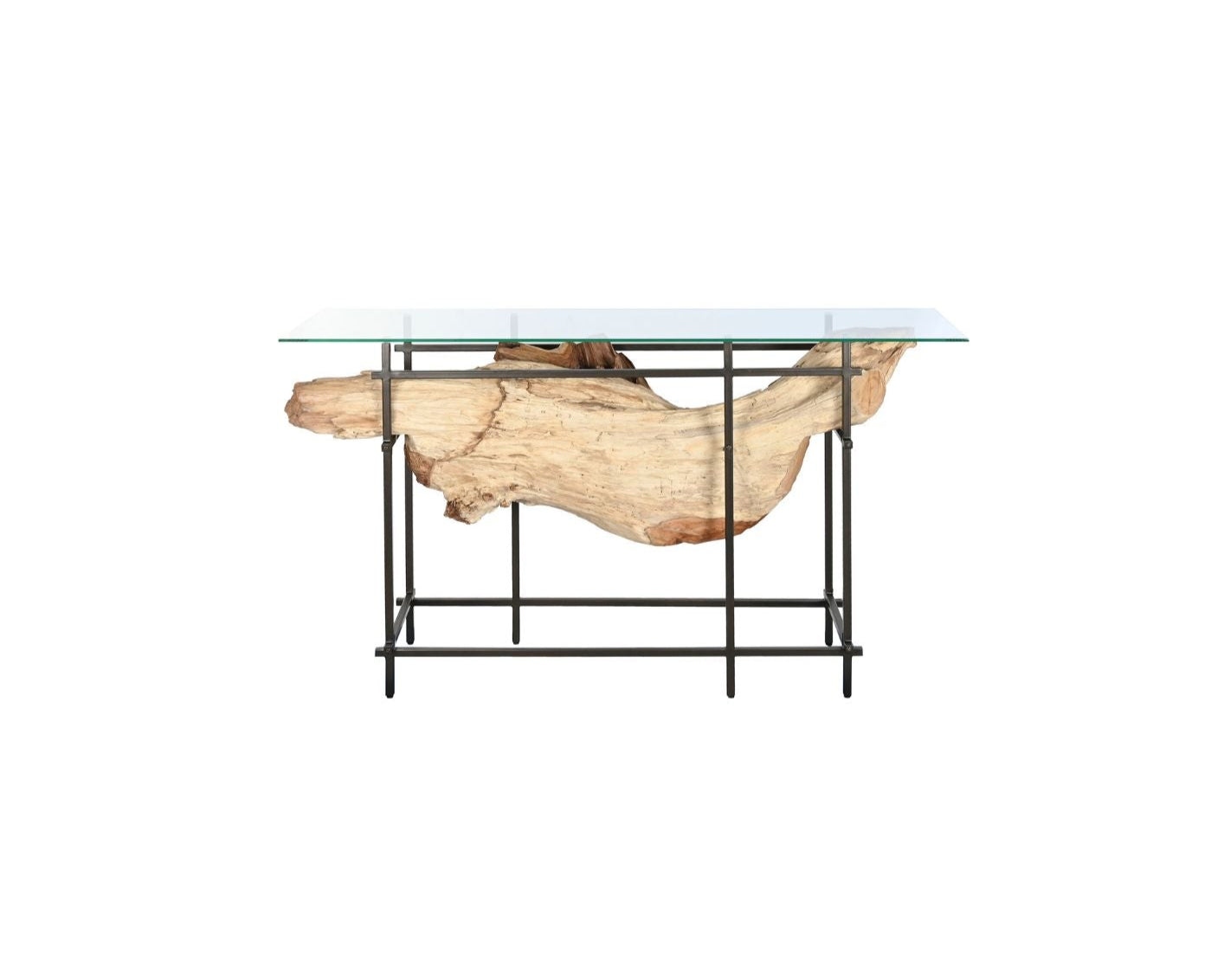 Teak Iron Console Table One-of-a-kind Black
