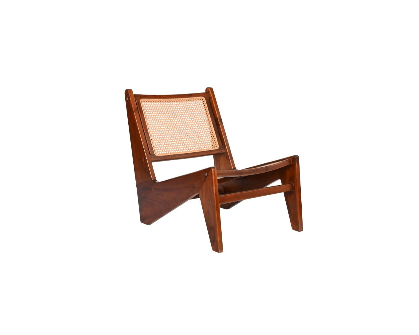 Armchair Teak & Rattan Dark Brown
