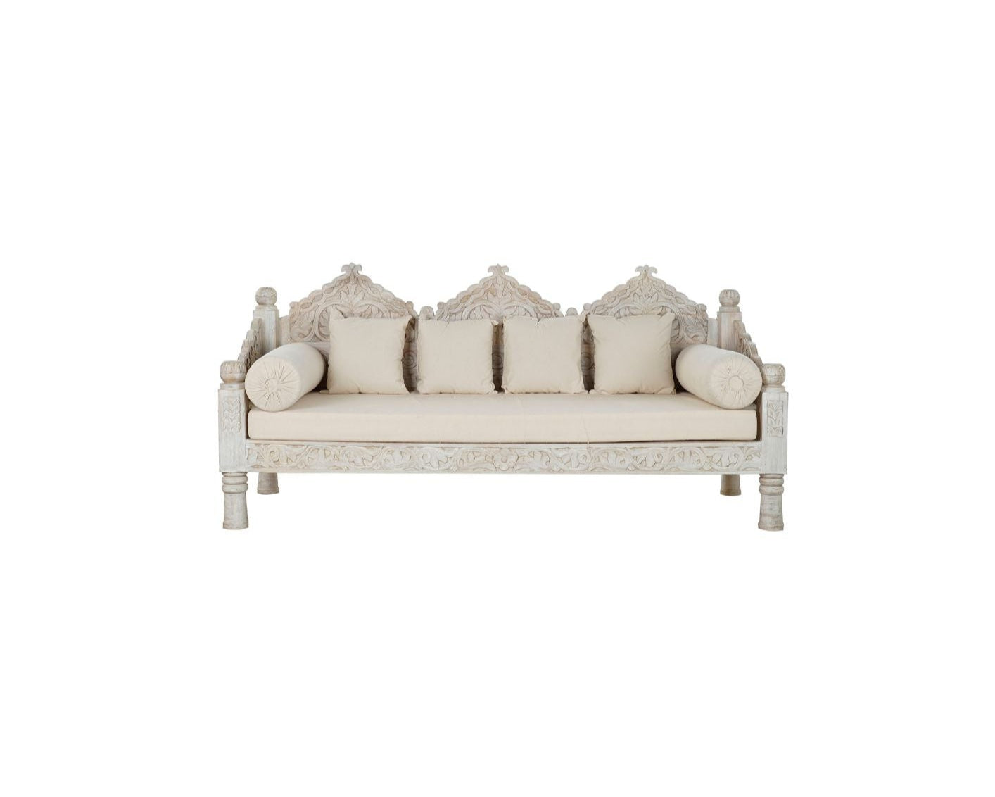 Sofa Mango Wood & Polyester White