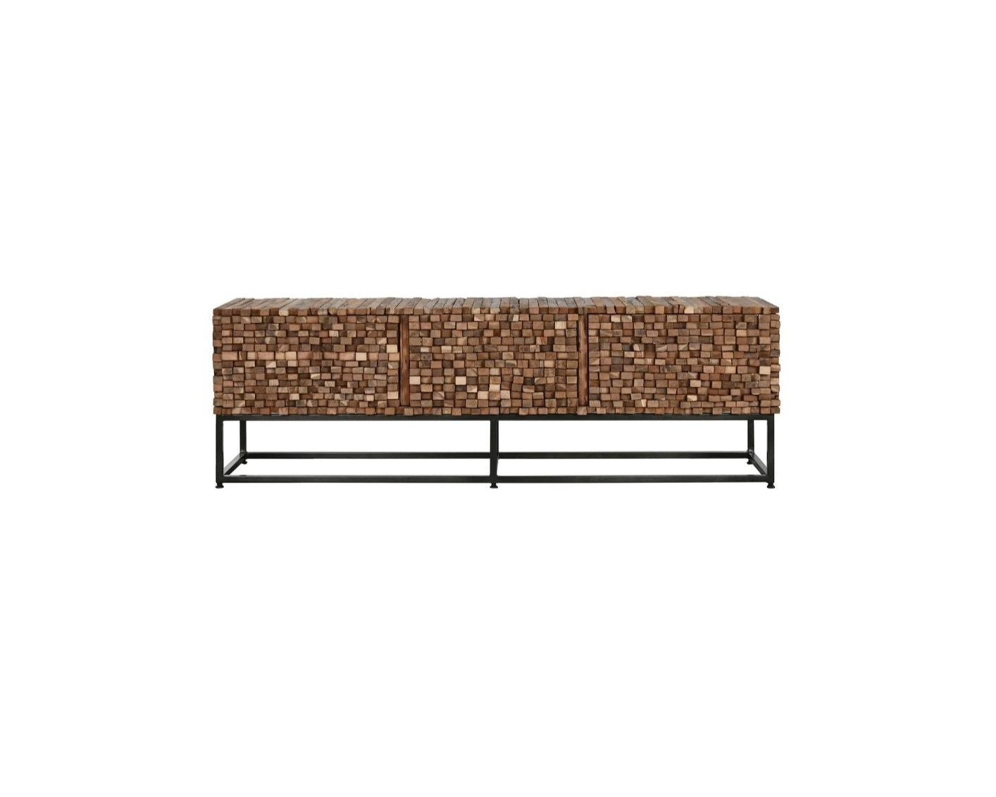 TV Unit Recycled Teak Wood 3 Doors