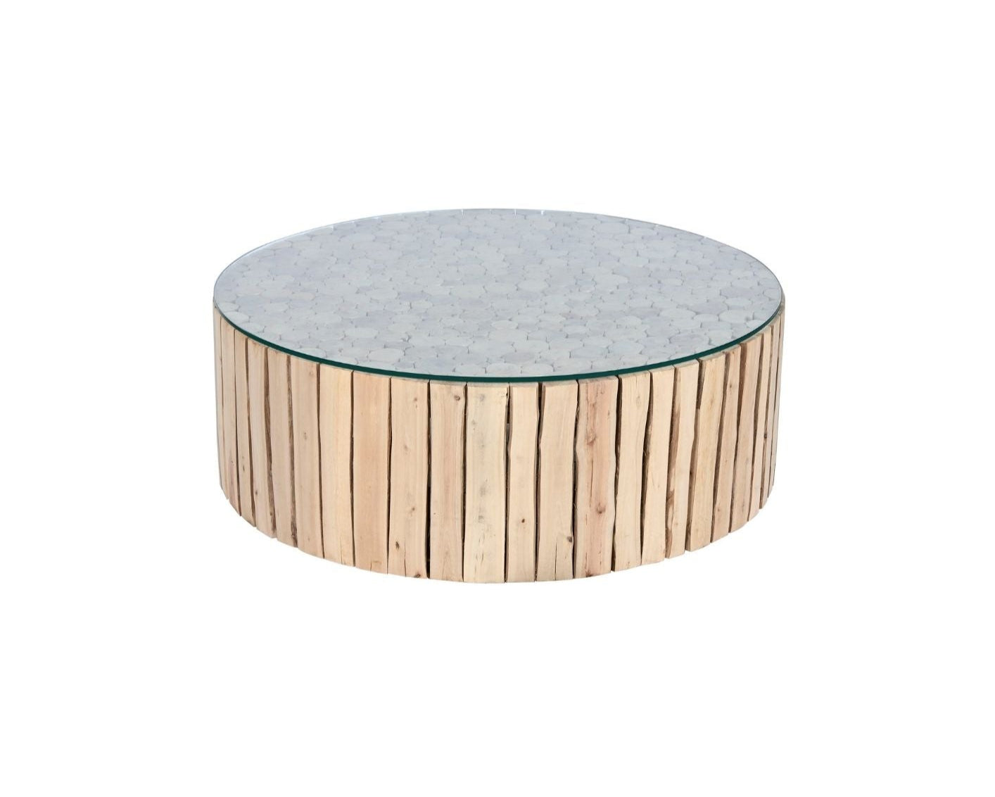 Eucalyptus Wood & Glass Coffee Table Natural