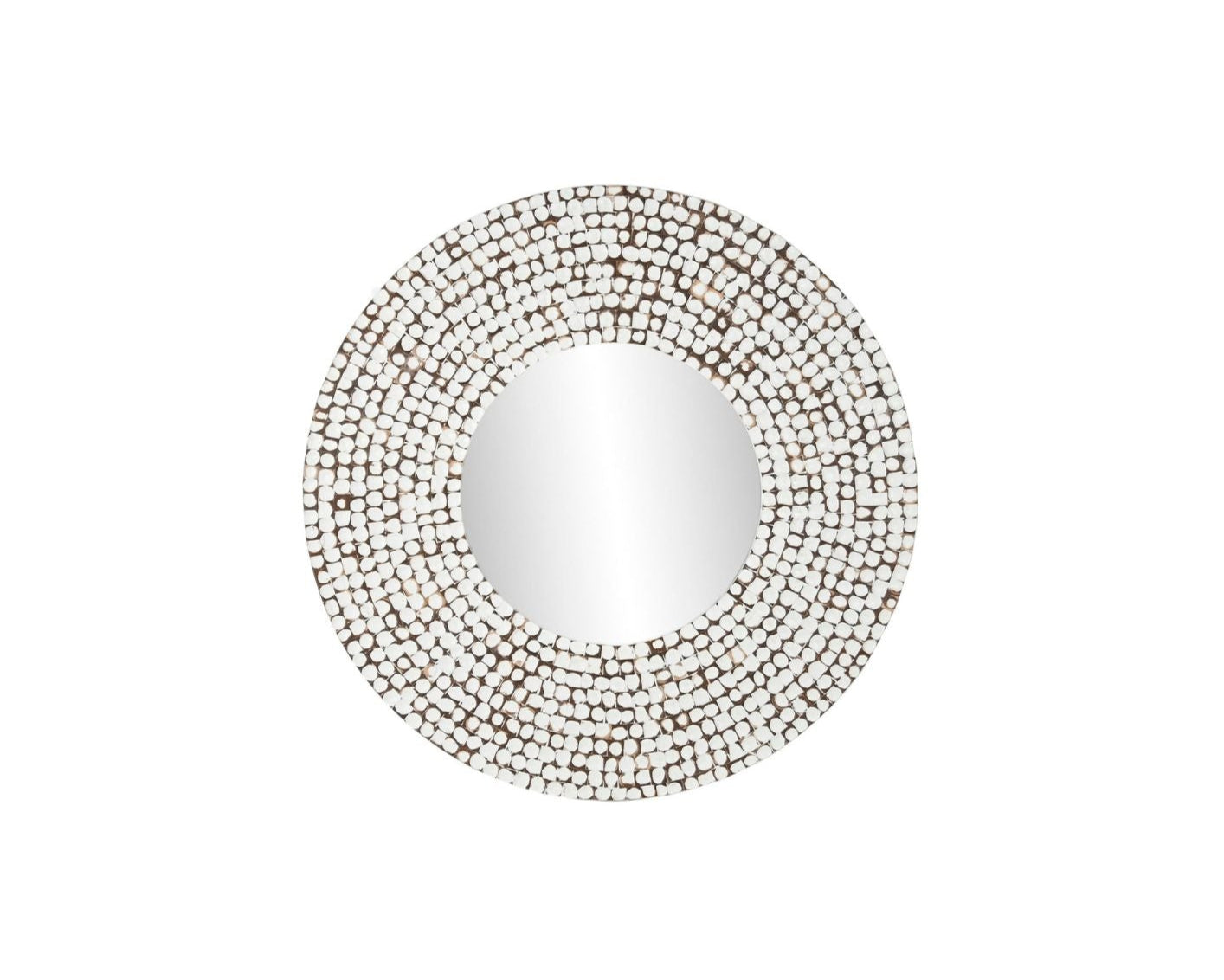Coconut Shell Mirror White Washed