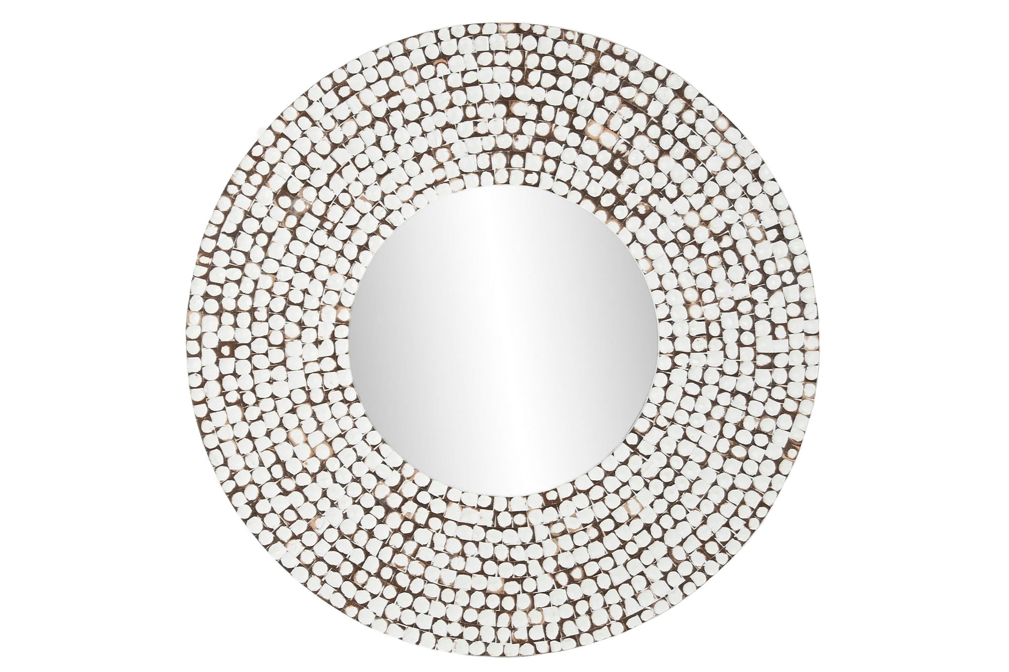 Coconut Shell Mirror White Washed
