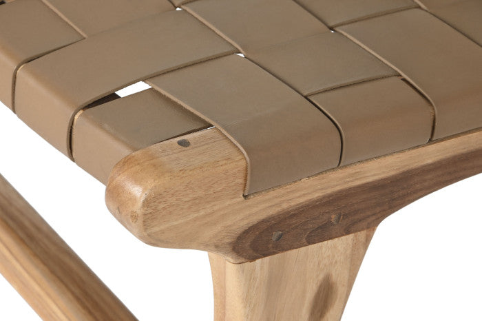 Chair Teak Leather Beige
