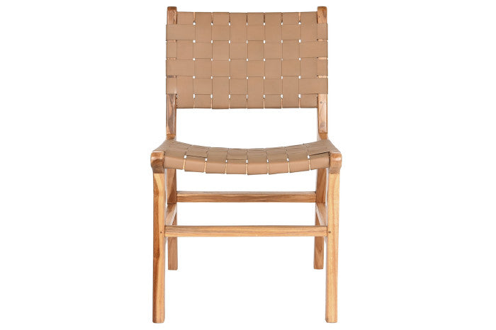 Chair Teak Leather Beige