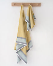 Bath Towel Bijou Cotton Diamond Honeycomb Weave 80 x140cm Canary