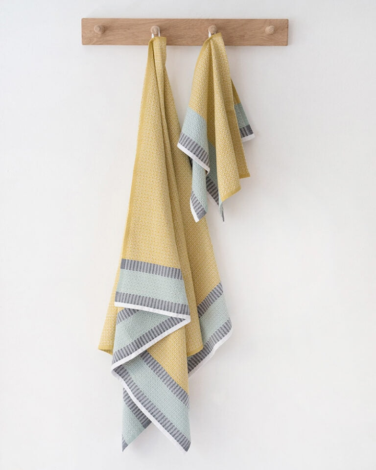 Bath Towel Bijou Cotton Diamond Honeycomb Weave 80 x140cm Canary