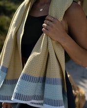 Bath Towel Bijou Cotton Diamond Honeycomb Weave 80 x140cm Canary