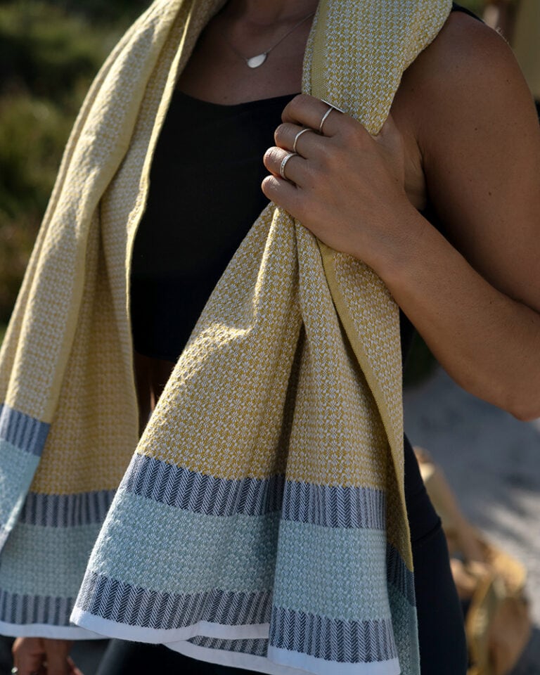 Bath Towel Bijou Cotton Diamond Honeycomb Weave 80 x140cm Canary