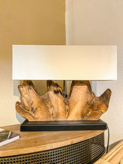Teak & Metal Table Lamp