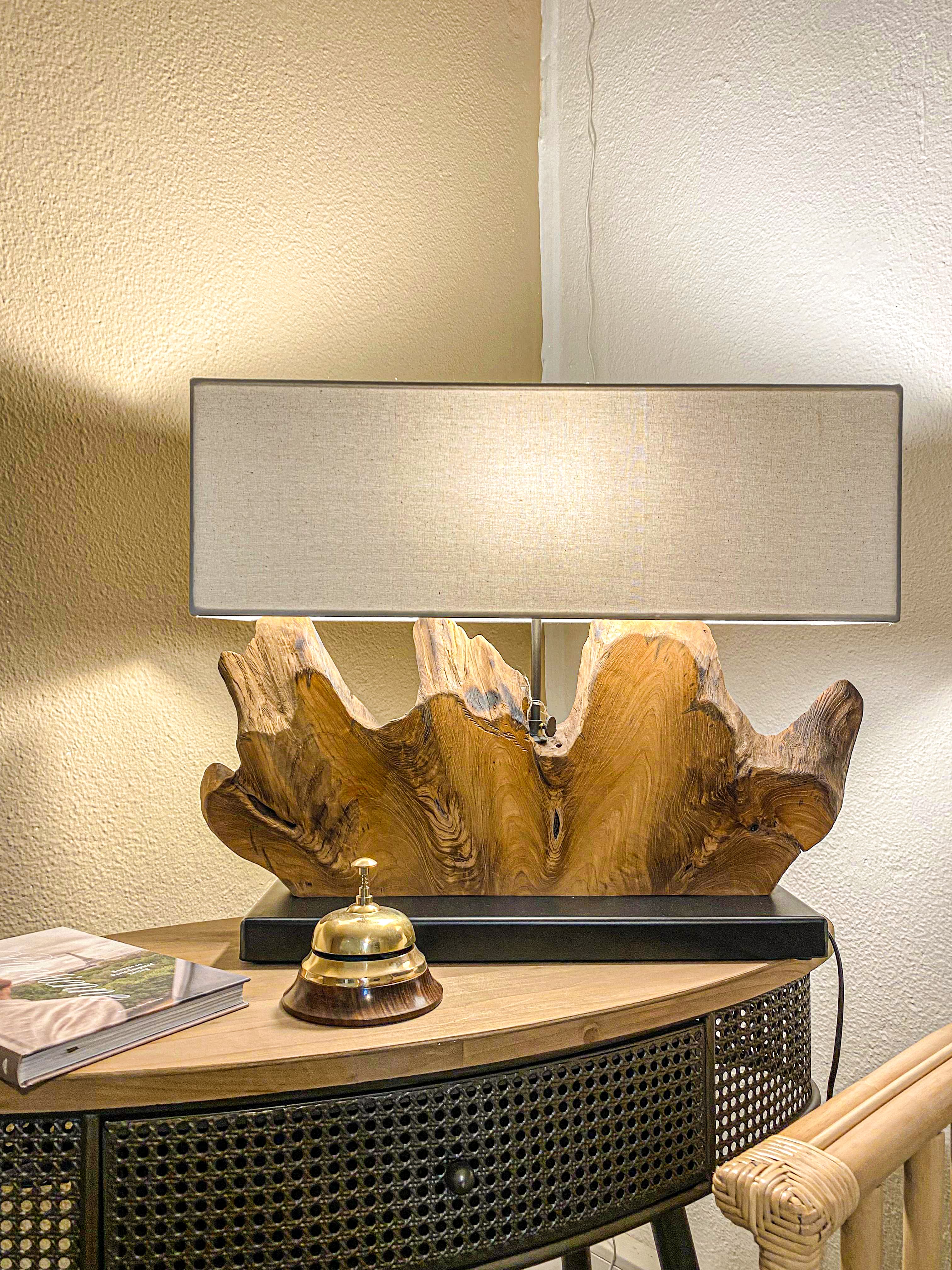 Teak & Metal Table Lamp