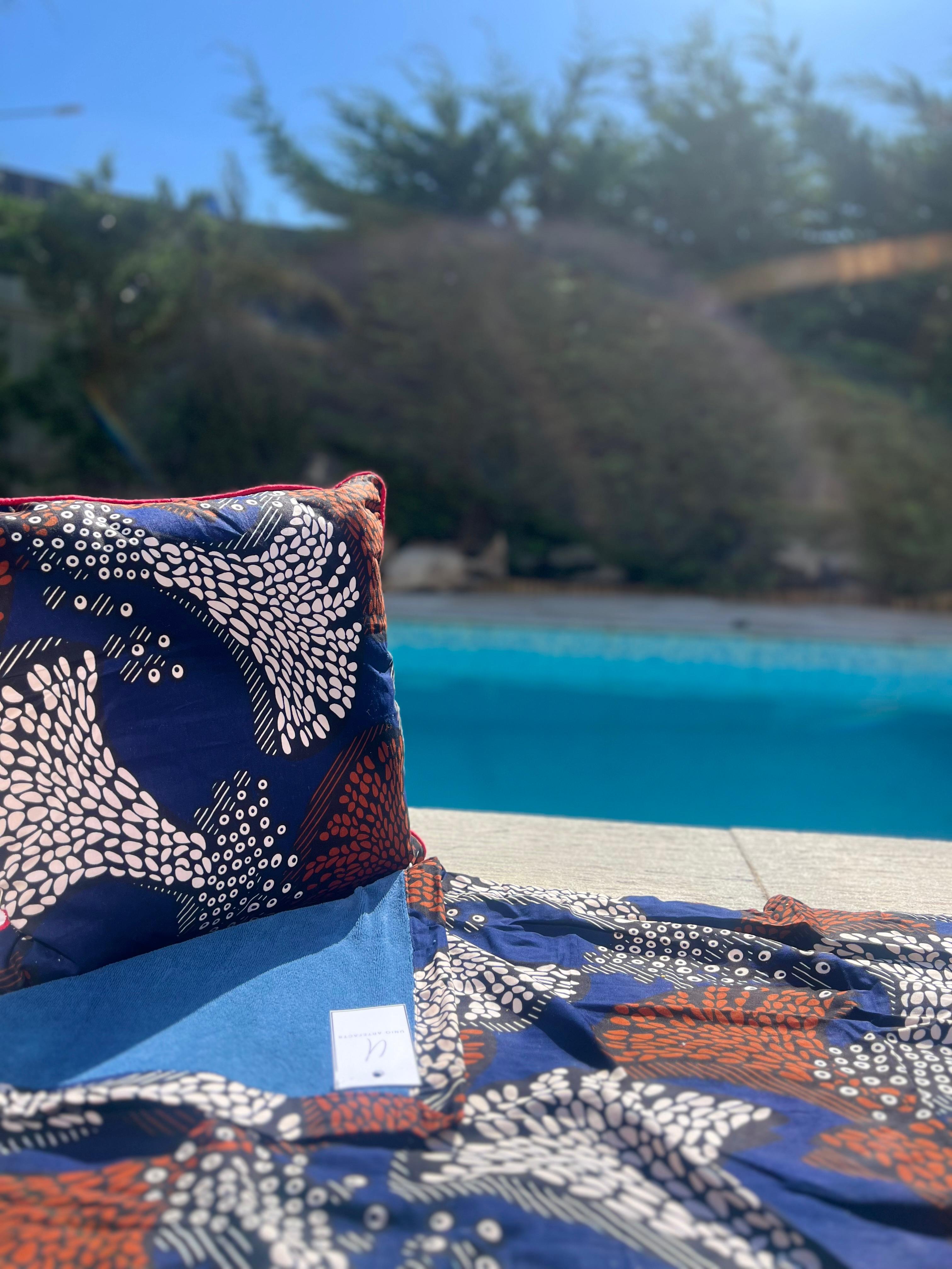 Capulana Cotton Beach Towel – 100% Cotton | 150 x 100 cm -Blue