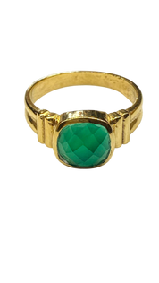 1 micron gold plated single square stone ring