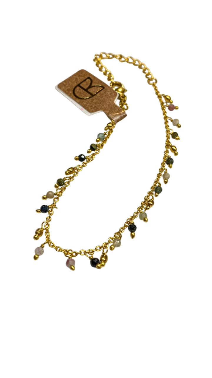 multistone and bead drop tourmaline bracelet
