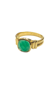 1 micron gold plated single square stone ring