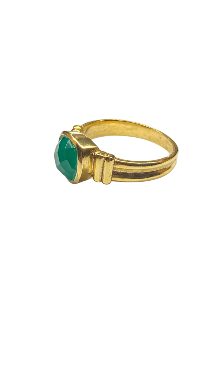 1 micron gold plated single square stone ring