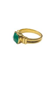 1 micron gold plated single square stone ring