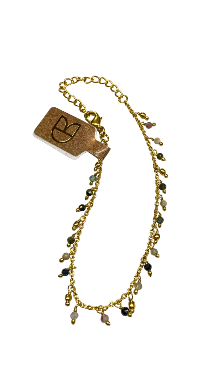 multistone and bead drop tourmaline bracelet