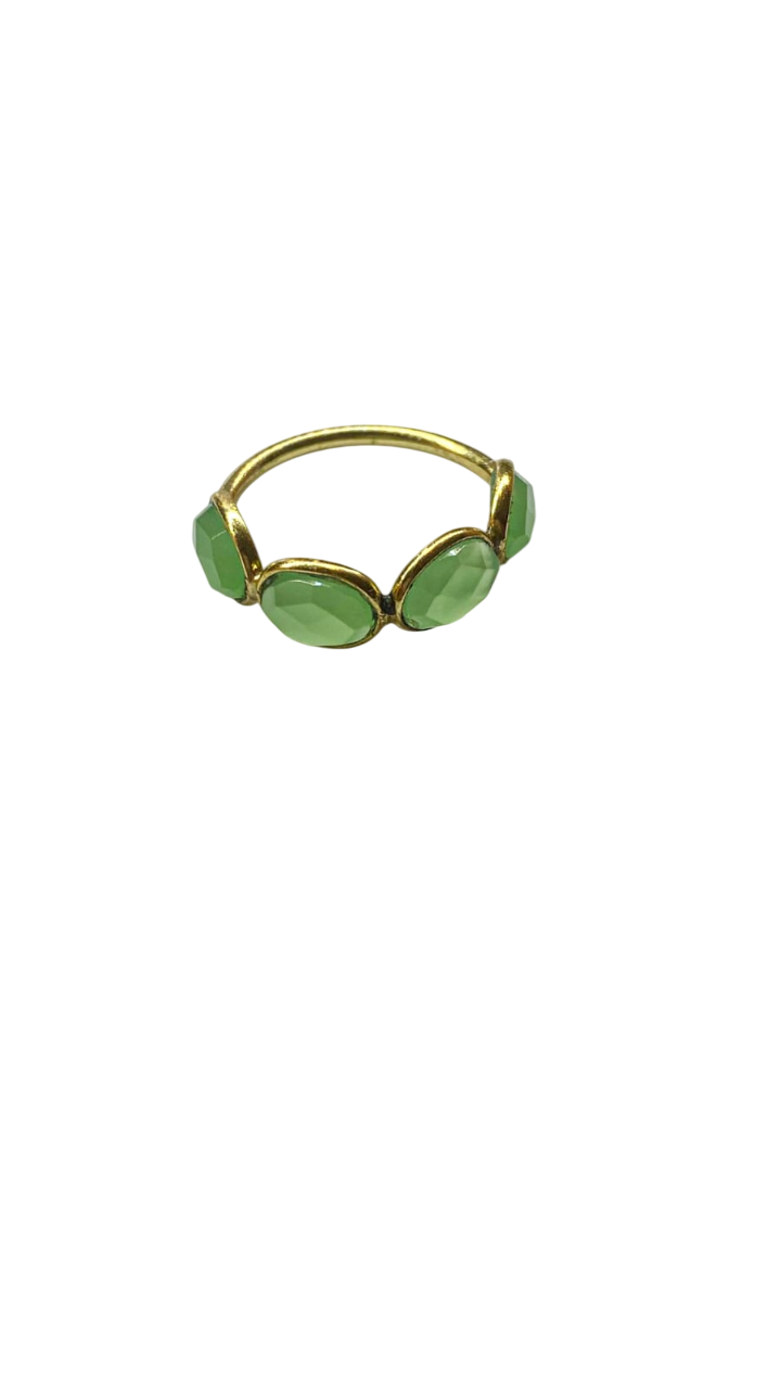 1 micron gold plated brass, multi small oval stones
