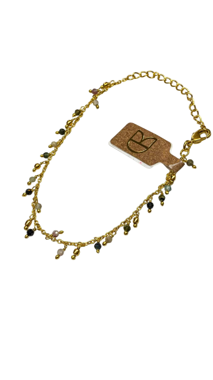 multistone and bead drop tourmaline bracelet