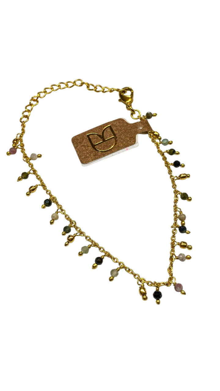 multistone and bead drop tourmaline bracelet