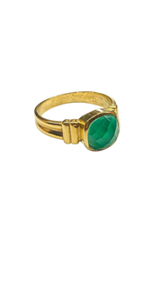 1 micron gold plated single square stone ring