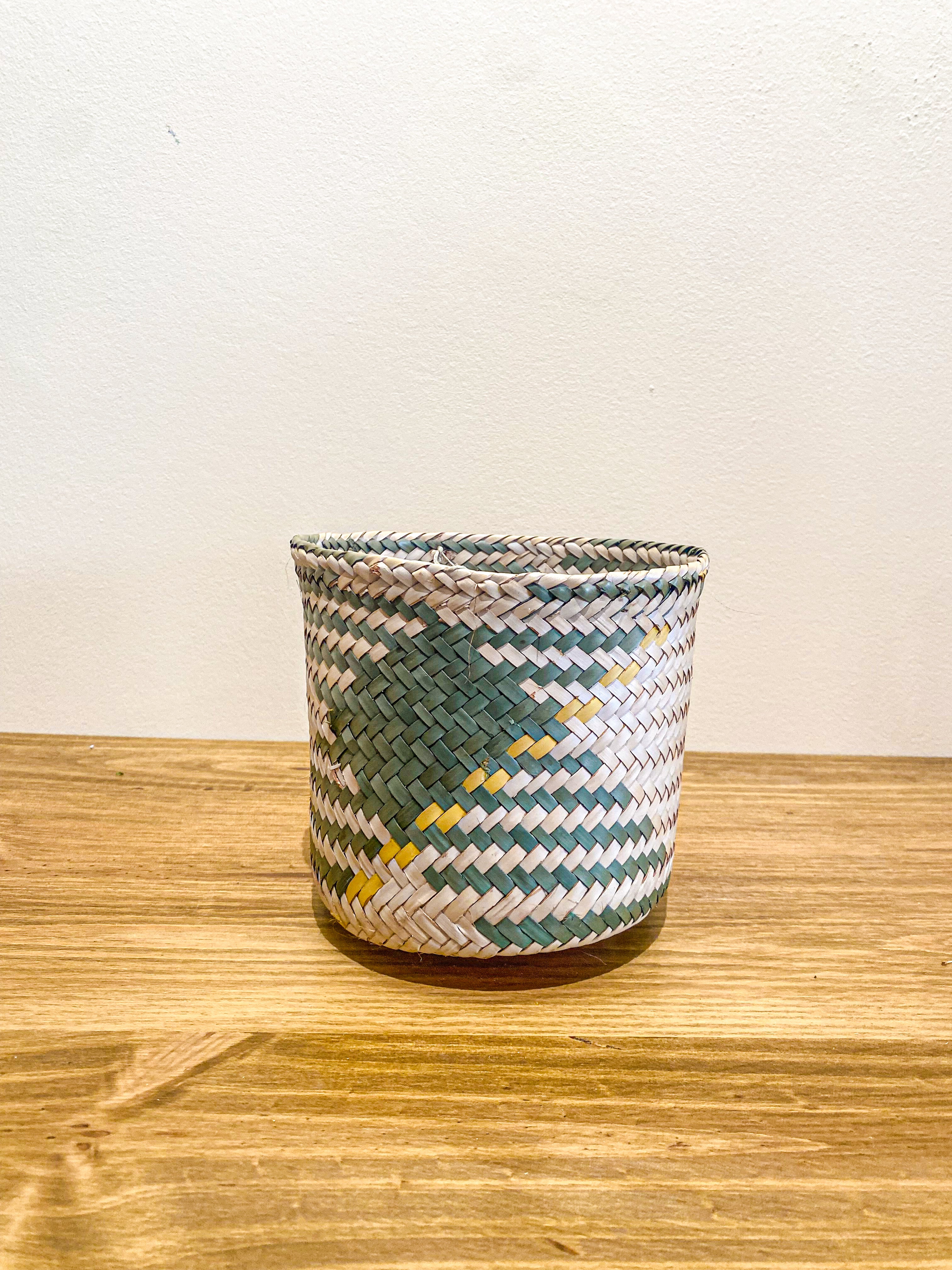 Basket S - Beige and green